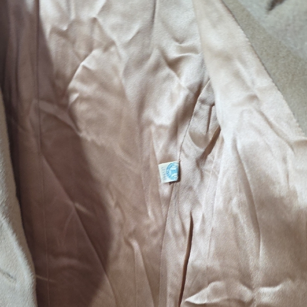 Vintage‎ 1960s Tan Wool Coat Faux Fur Collar Sz Small - Picture 5 of 7